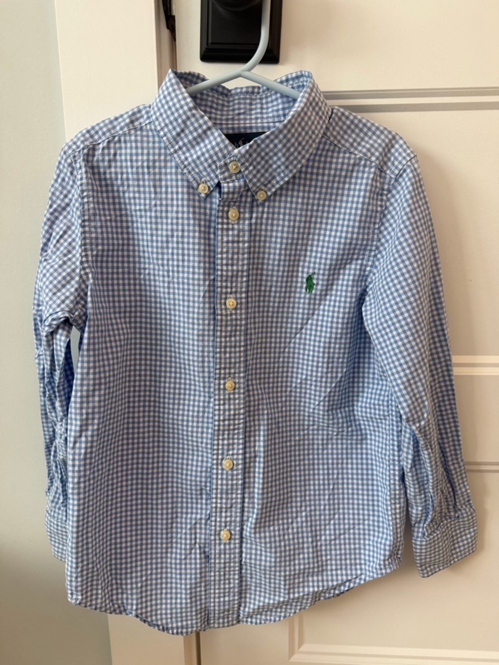 Ralph Lauren Light Blue & White Gingham Button-Down Shirt